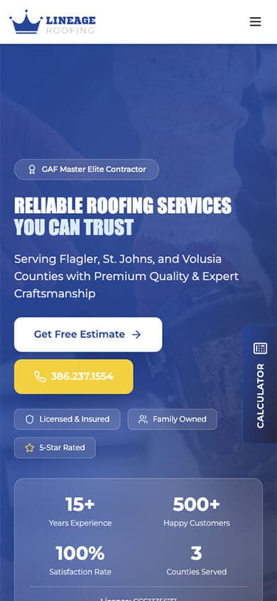 Lineage Roofing mobile