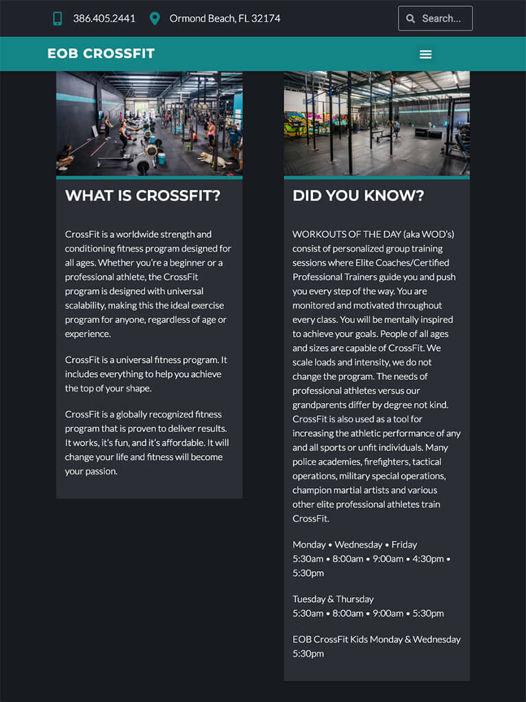 EOB CrossFit tablet mockup